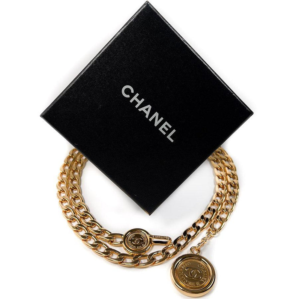 Chanel Gold Chain Double Belt with Medallion 1994  comovintage