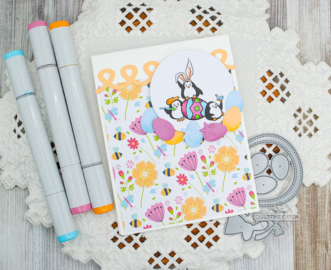 Easter Eggs and Penguins card flat lay