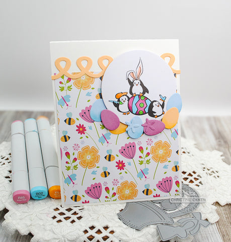 Easter Penguins and Eggs Card