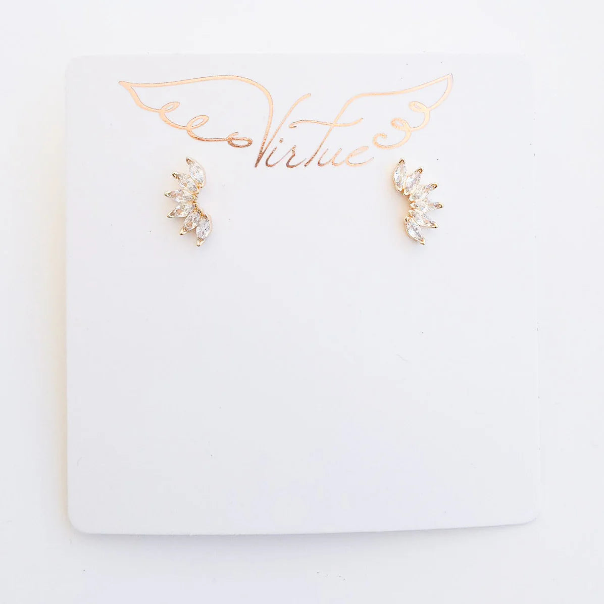 Virtue - Rhinestone Half Moon Stud