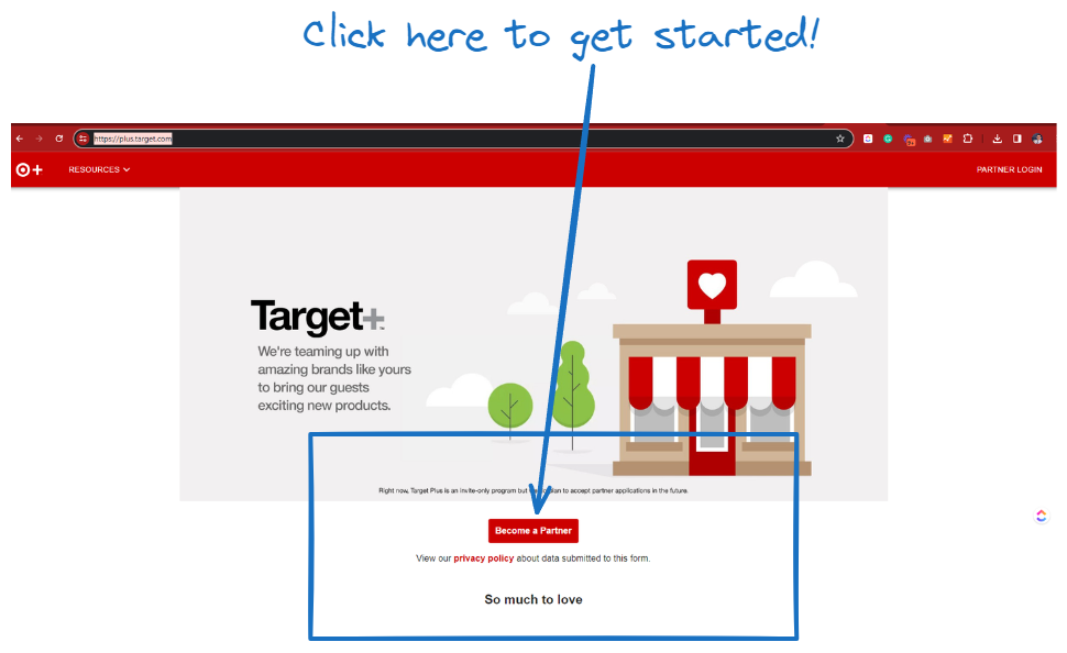 Target plus marketplace signup form