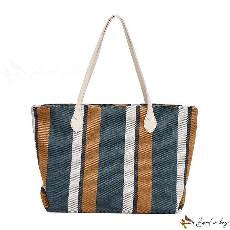 Bird in Bag - Large capacity ladies shoulder bag new simple vertical stripes casual tote bag fashion handbag