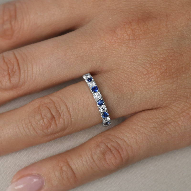 Sapphire and Diamond Wedding Band