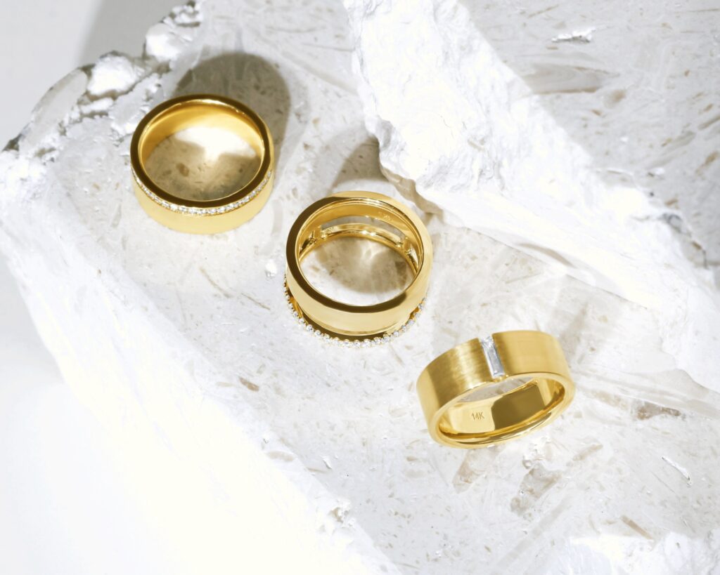 yellow gold and white gold rings