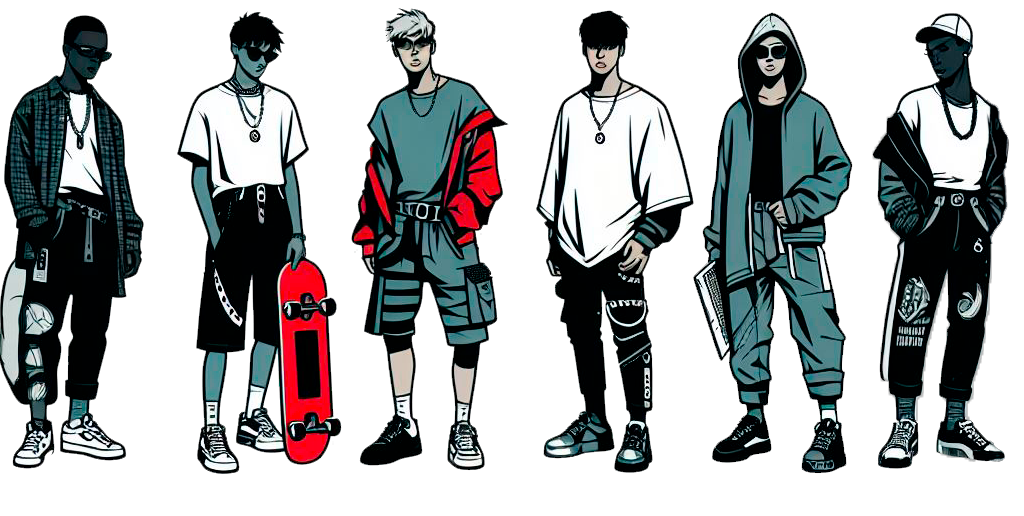 Illustration de différents styles streetwear
