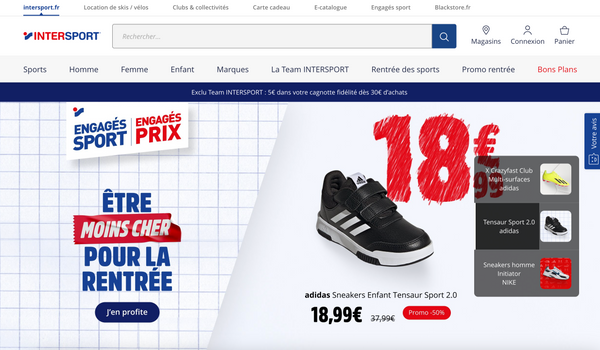 page d'accueil magasin de sport intersport