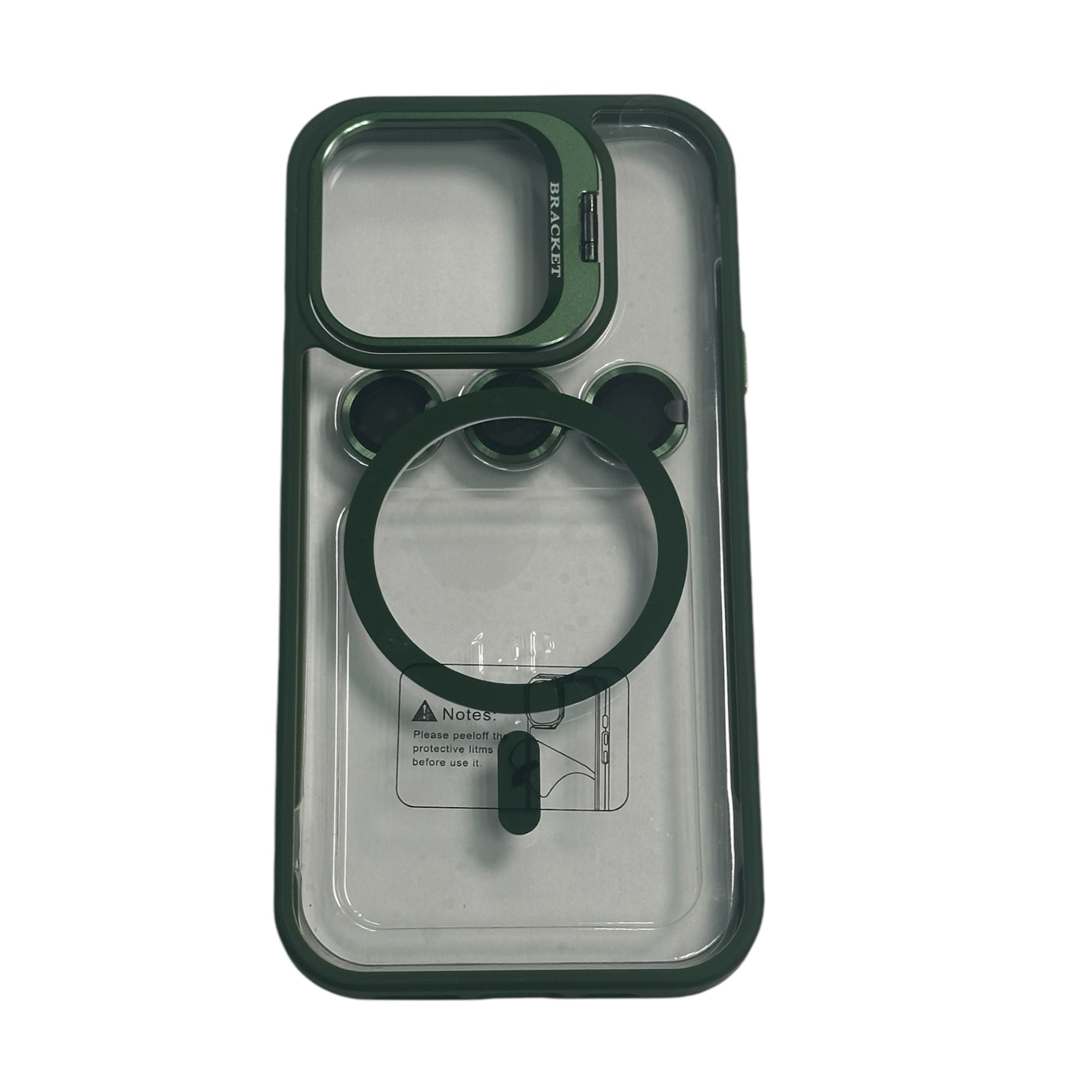 For Iphone 14 Pro Clear Mag Safe with Camera Protector Case - Green