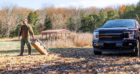 mtm mule hunting storage crate at deer camp