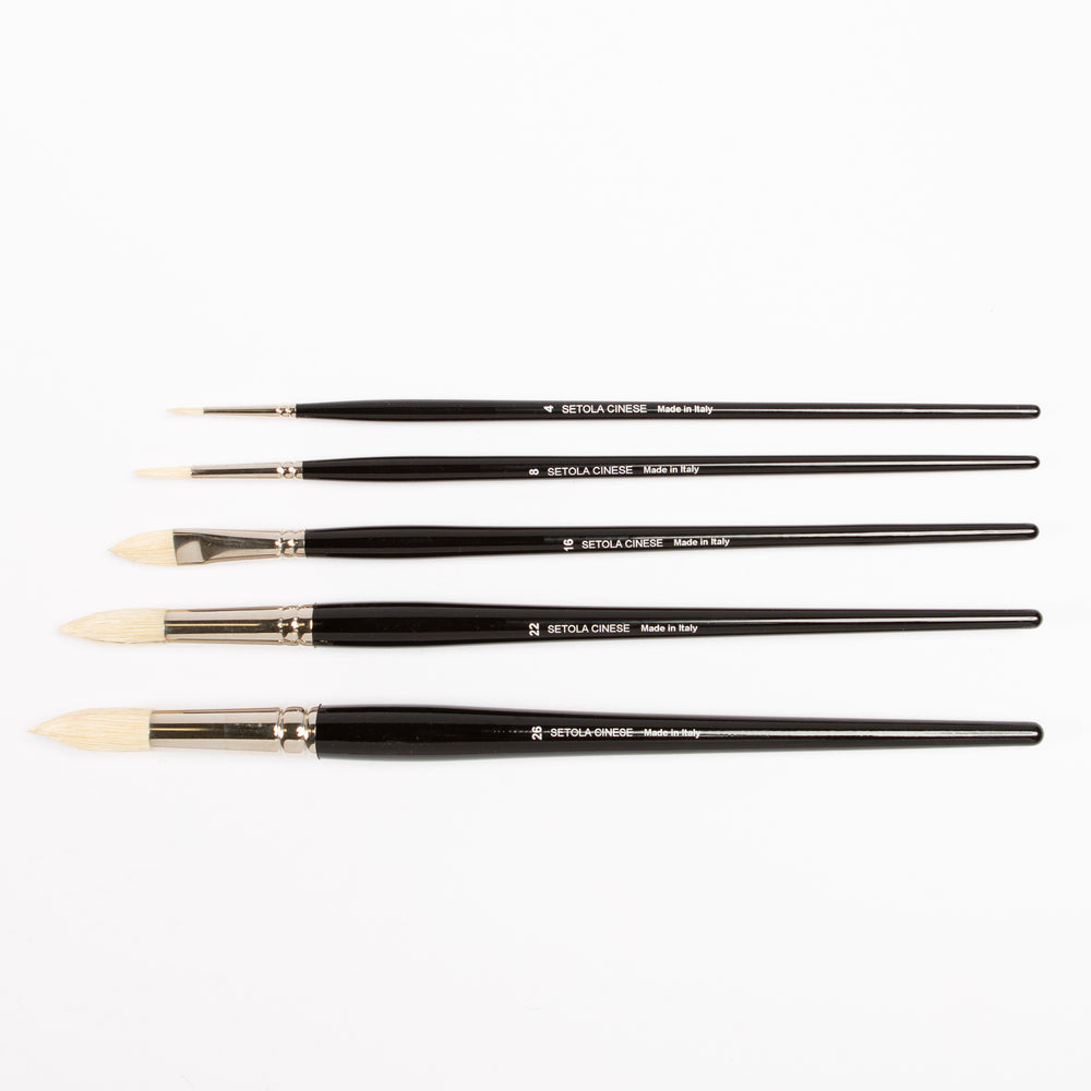 SMQHH Art Paintbrush Sets, Pig Bristles Oil Paint Brush Long-stem Flat Head  Brush Gouache Brush Set