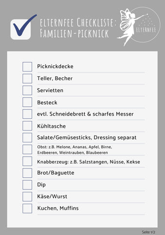 Elternfee Checkliste Familien Picknick Eltern Survival Bag