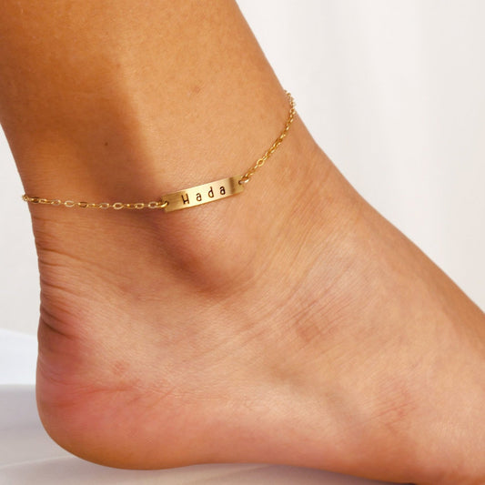 Personalized 14K Gold-Plated Floating Monogram Ankle Bracelet 