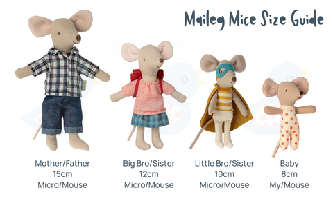 Maileg Tricycle mouse, Big sister with bag - Red