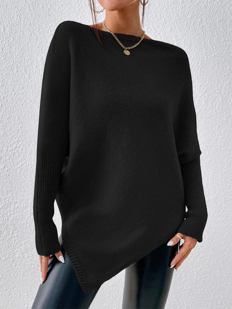 Baggy Plain Long Sleeve Sweater – Yuluosha