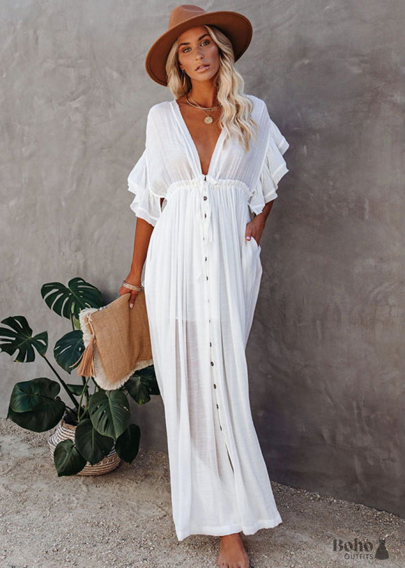 white boho maxi dress