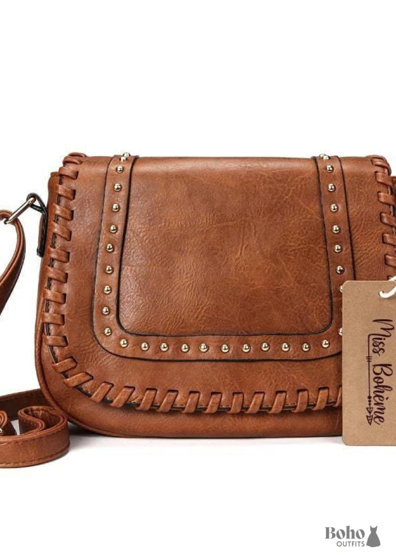 Under one sky crossbody brown leather bag