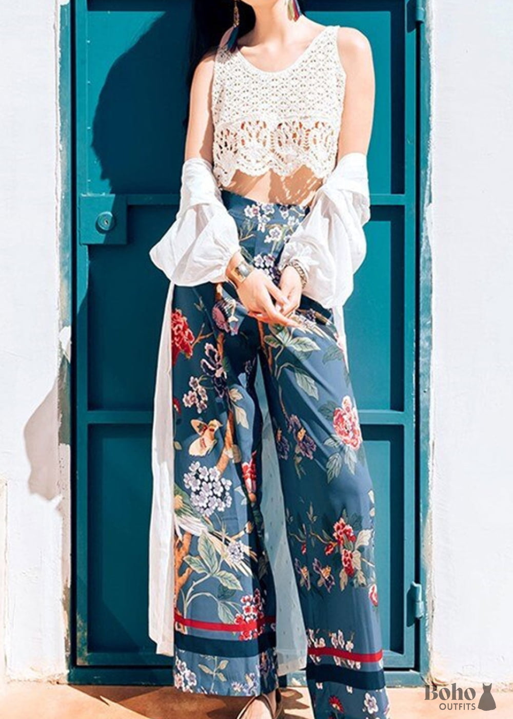 Elastic Waist Black Boho Palazzo Pants | BohoClandestino Wholesale