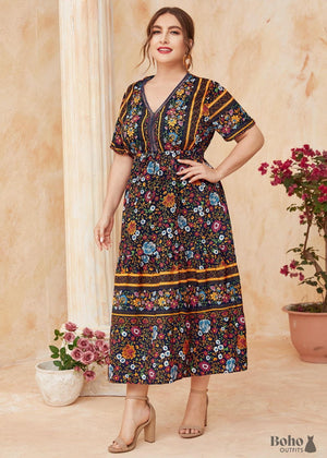 Boho Plus Size Aquarius Maxi Dress For Women - Boho Dress – Boho