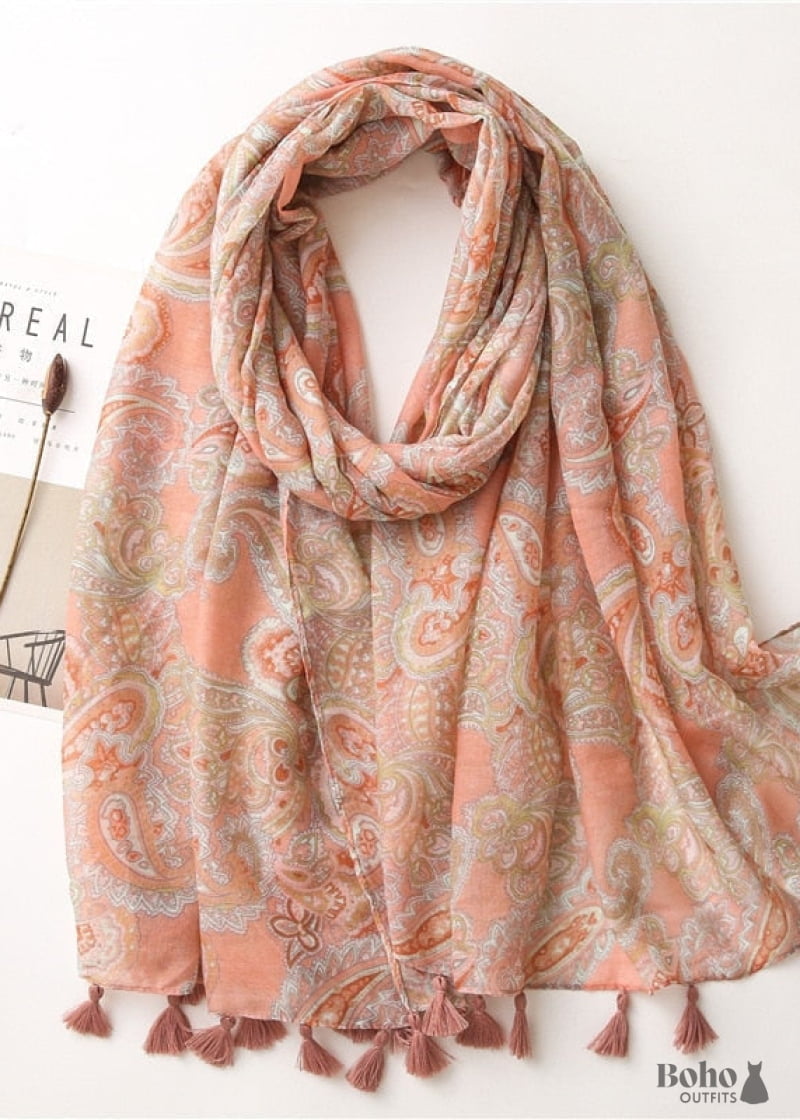 Bella Dusty Pink Paisley Scarf