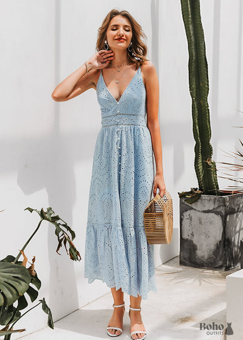 dusty blue midi dress