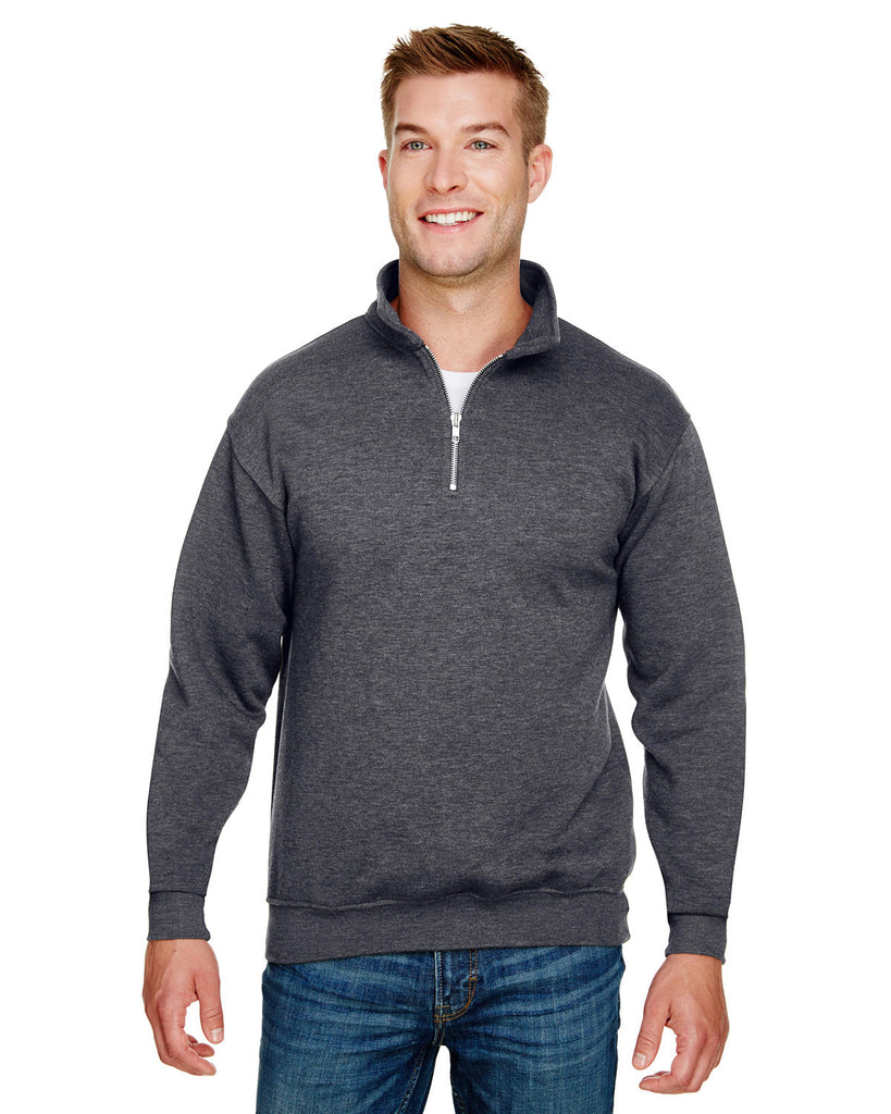 Bayside-BA920-Quarter Zip Pullover Sweatshirt-CHARCOAL HEATHER