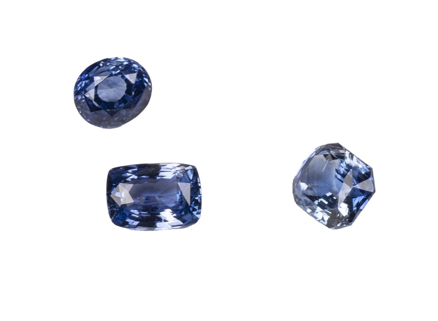 Blue Sapphires (neelam) on a white background