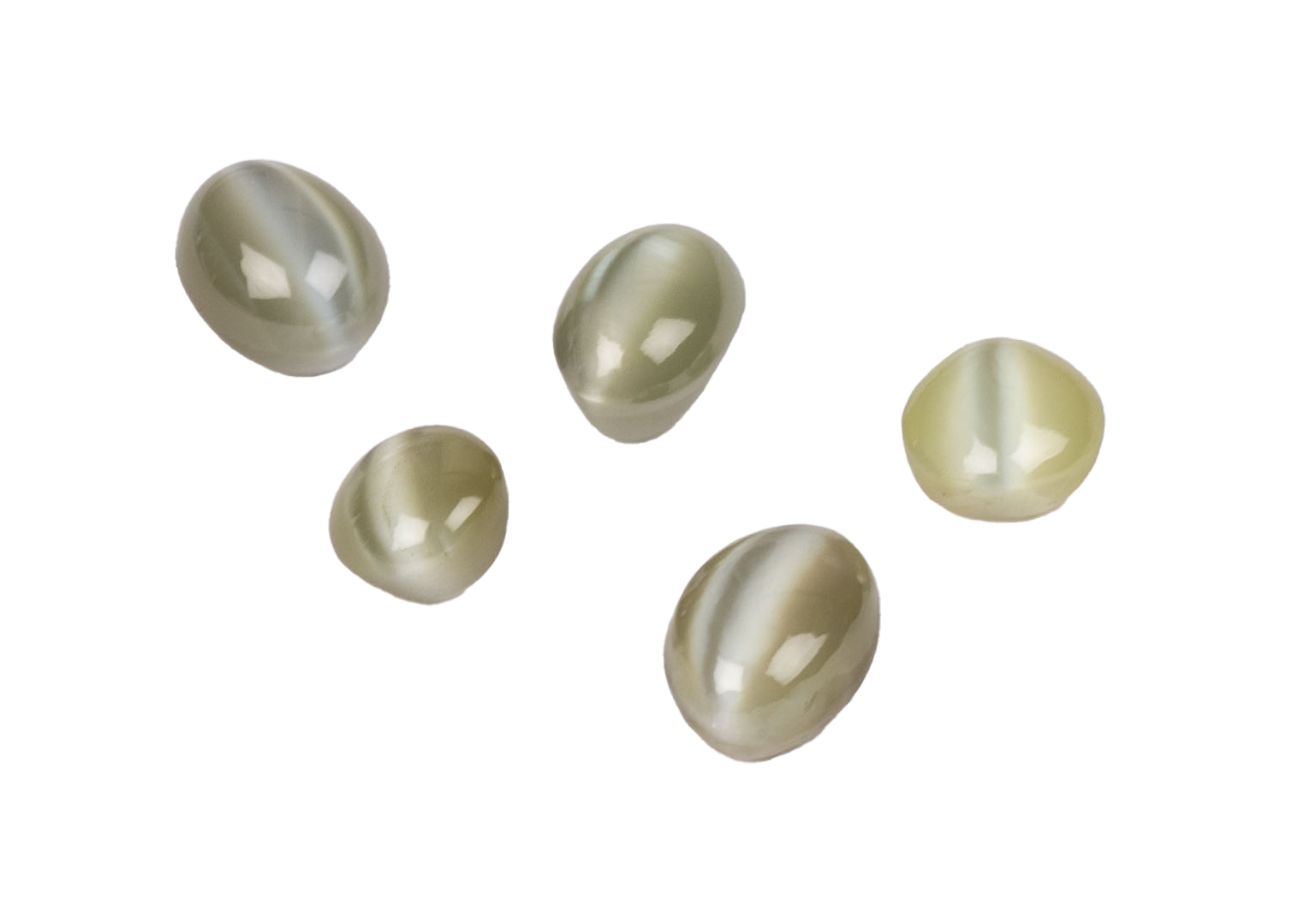 Chrysoberyl Cat's Eyes (Lahsuniya) on a white background