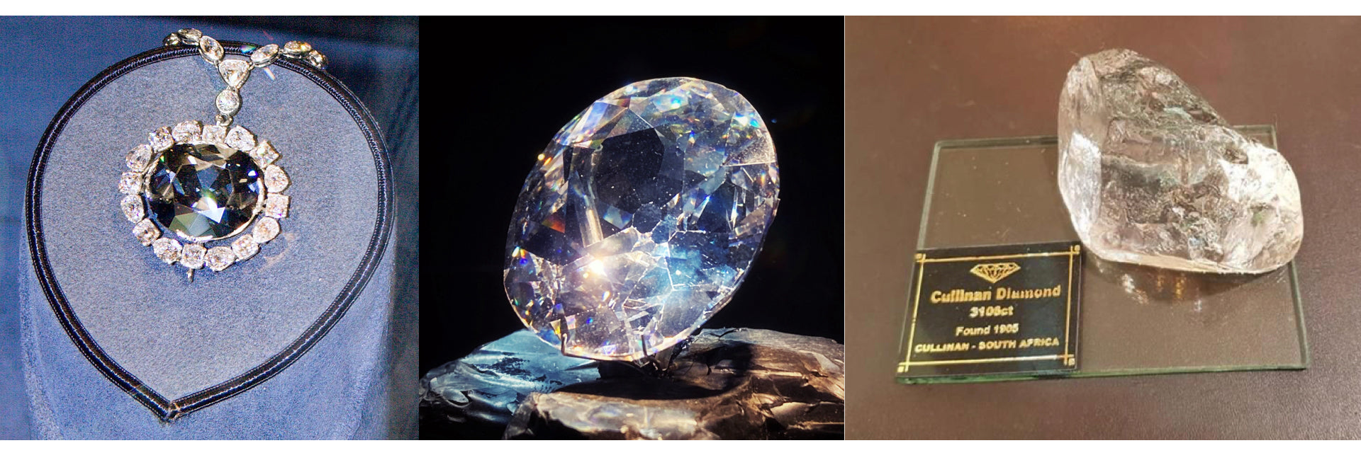 The Hope Diamond, the Koh-i-Noor, & the rough Cullinan Diamond