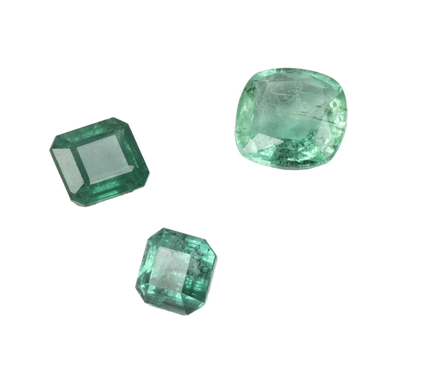 Emeralds (Panna) on a white background