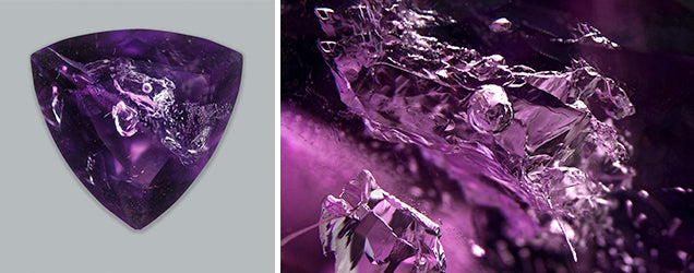 Image showing different types of fluid inclusions within an Amethyst