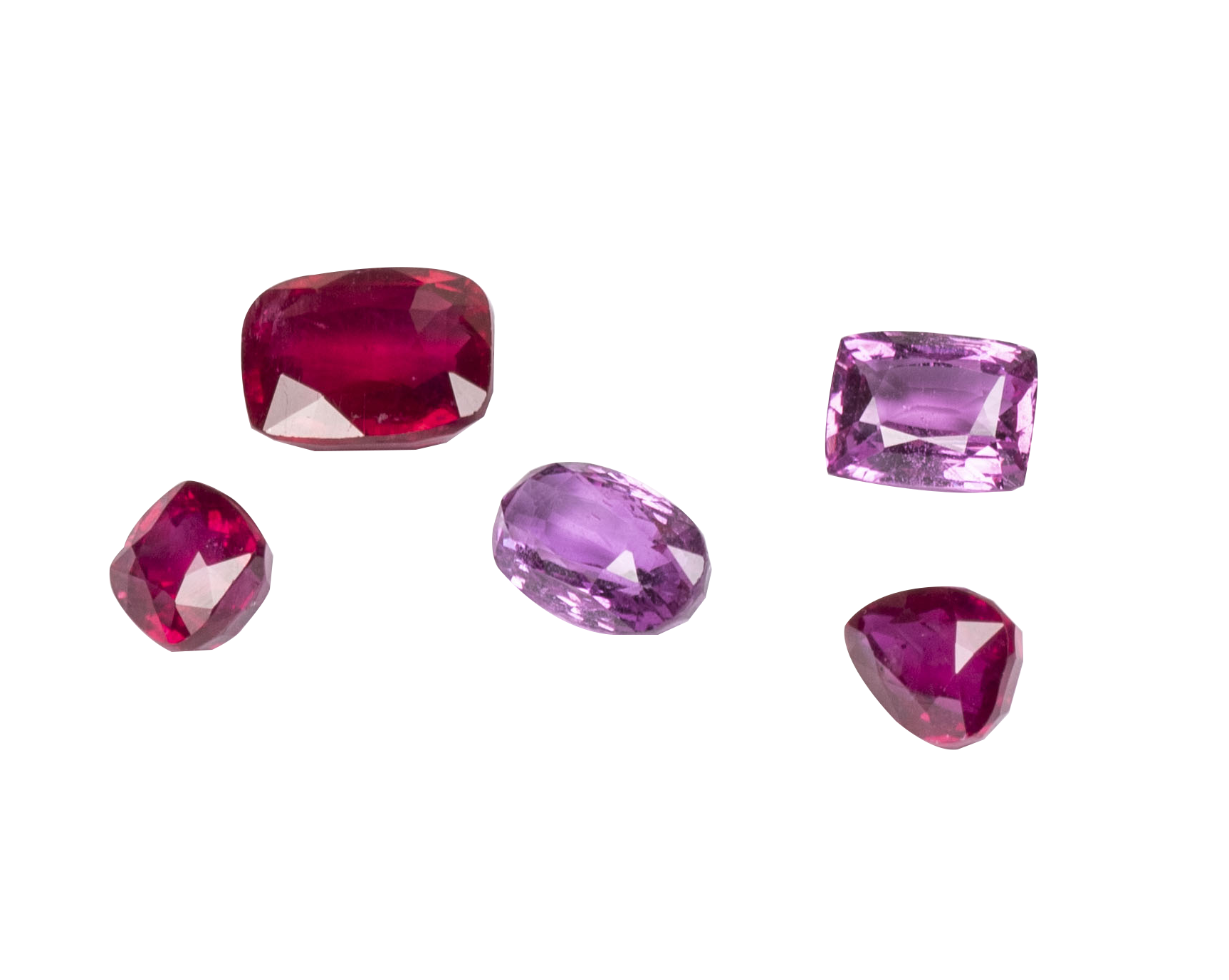 Rubies (manik) on a white background