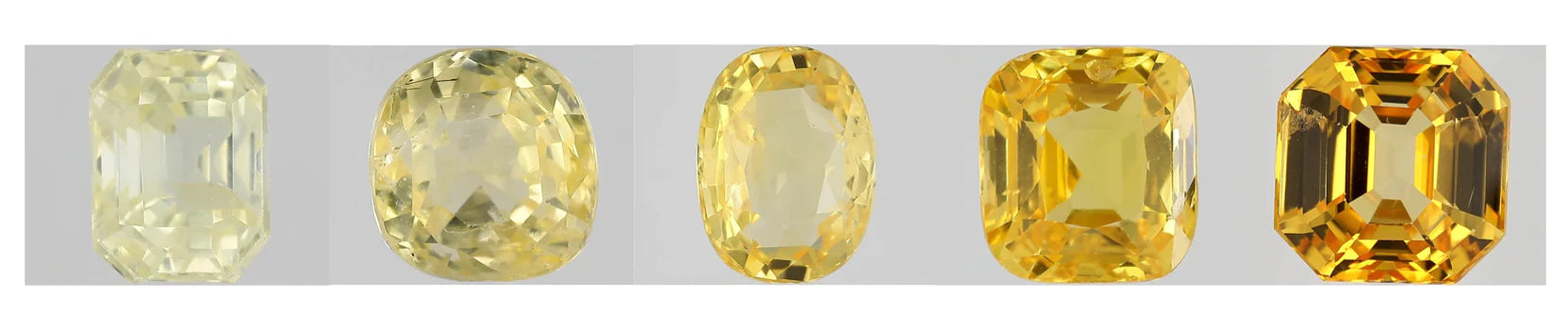 Yellow Sapphires of different colour shades