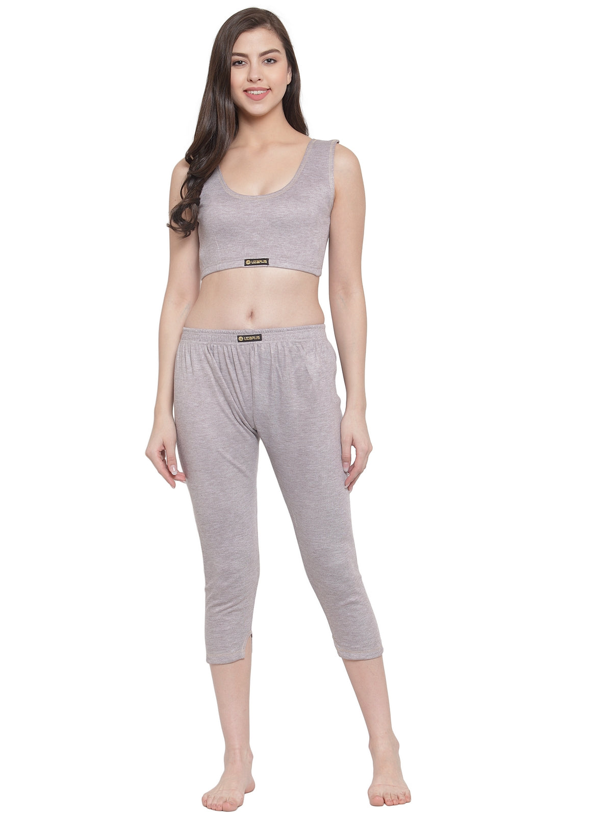 Buy odeeps Women''s 3/4 Sleeve Thermal Top and Bottom Set (Grey, X-Small)  Online at Lowest Price Ever in India