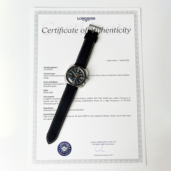 Longines Certificate of Authenticity