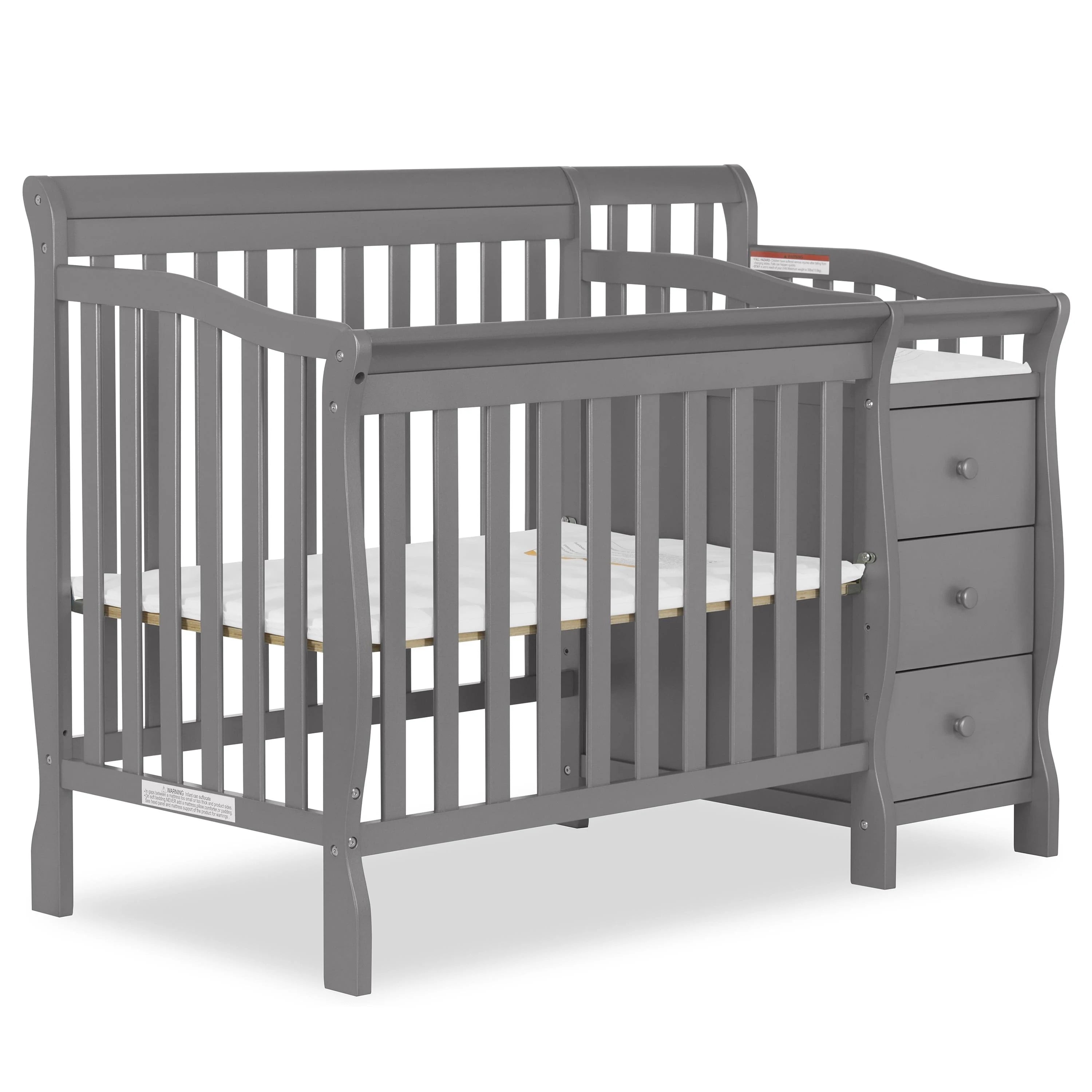 Dream On Me Jayden 4 in 1 Mini Convertible Crib and Changer Storm Grey