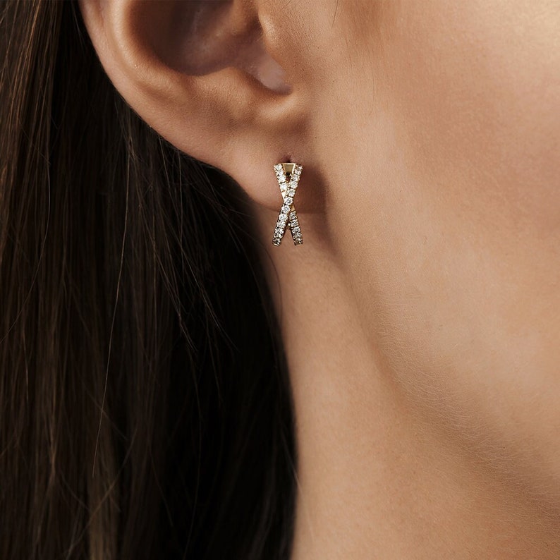 diamond criss cross earrings