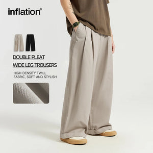 Japanese Style Double Pleat Straight Leg Pants - Eveyil