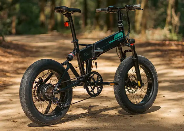 - Vélo électrique Fiido M1 Pro à gros pneus sur le sable dans les bois