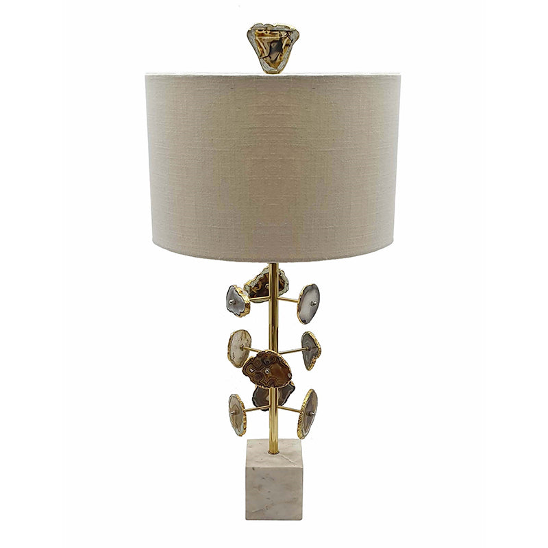 A&B Home 14" x 28" Bundle of 10 Brass & Agate Table Lamp With Shade