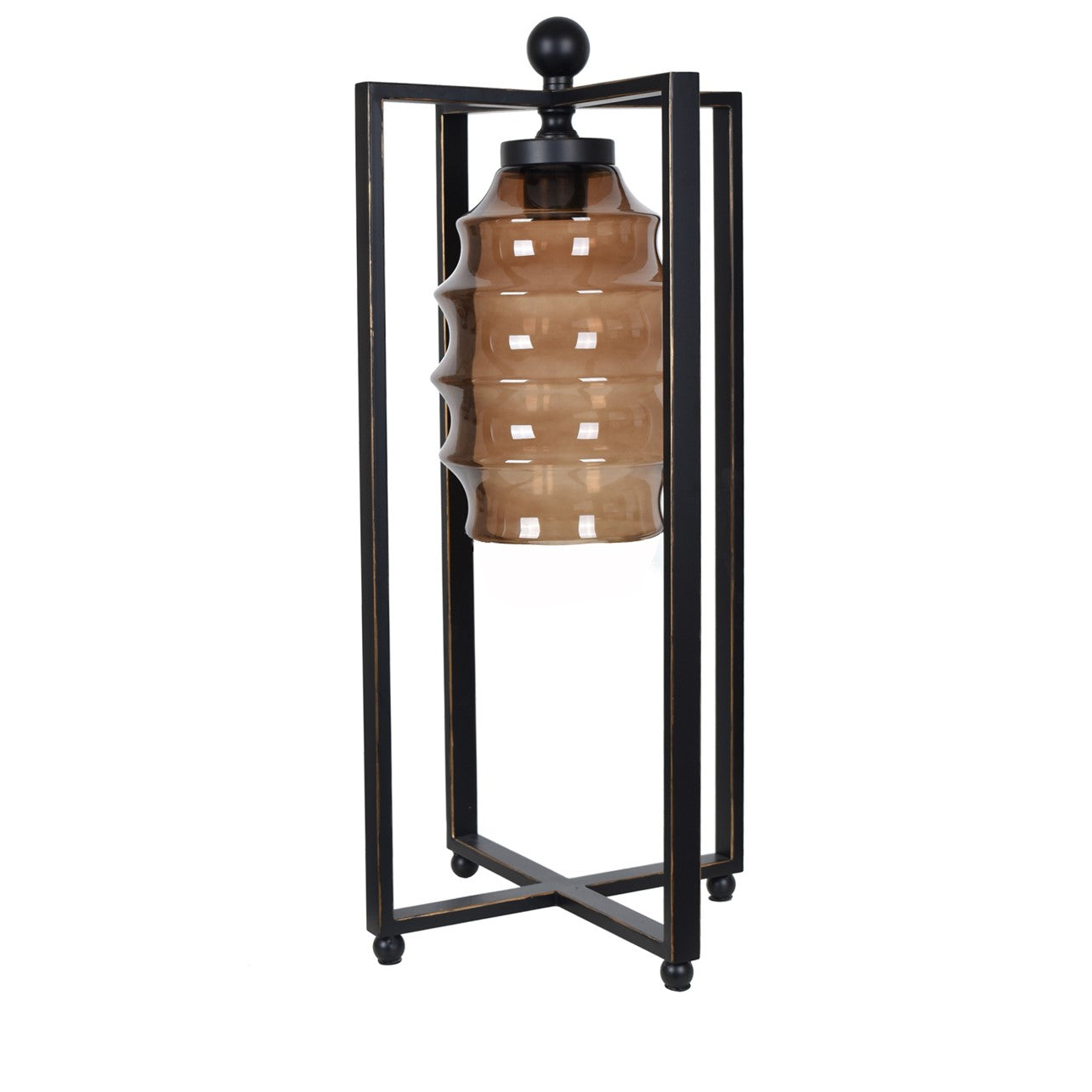 Crestview Collection Hawthorne 29" Transitional Metal And Glass Table Lamp In Antique Bronze Finish With Amber Glass Globe Shade