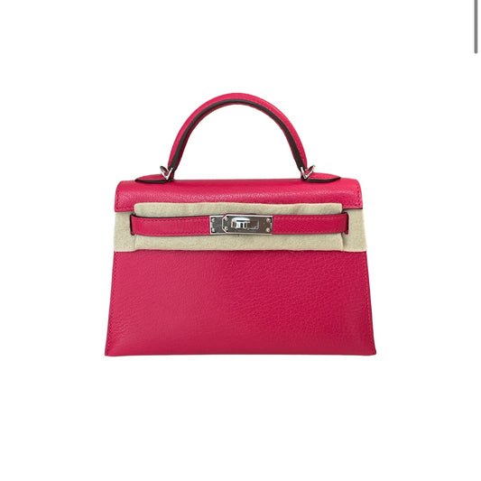 Hermes Kelly 25 Craie and Bleu Electrique Epsom Retourne HSS Brushed Phw