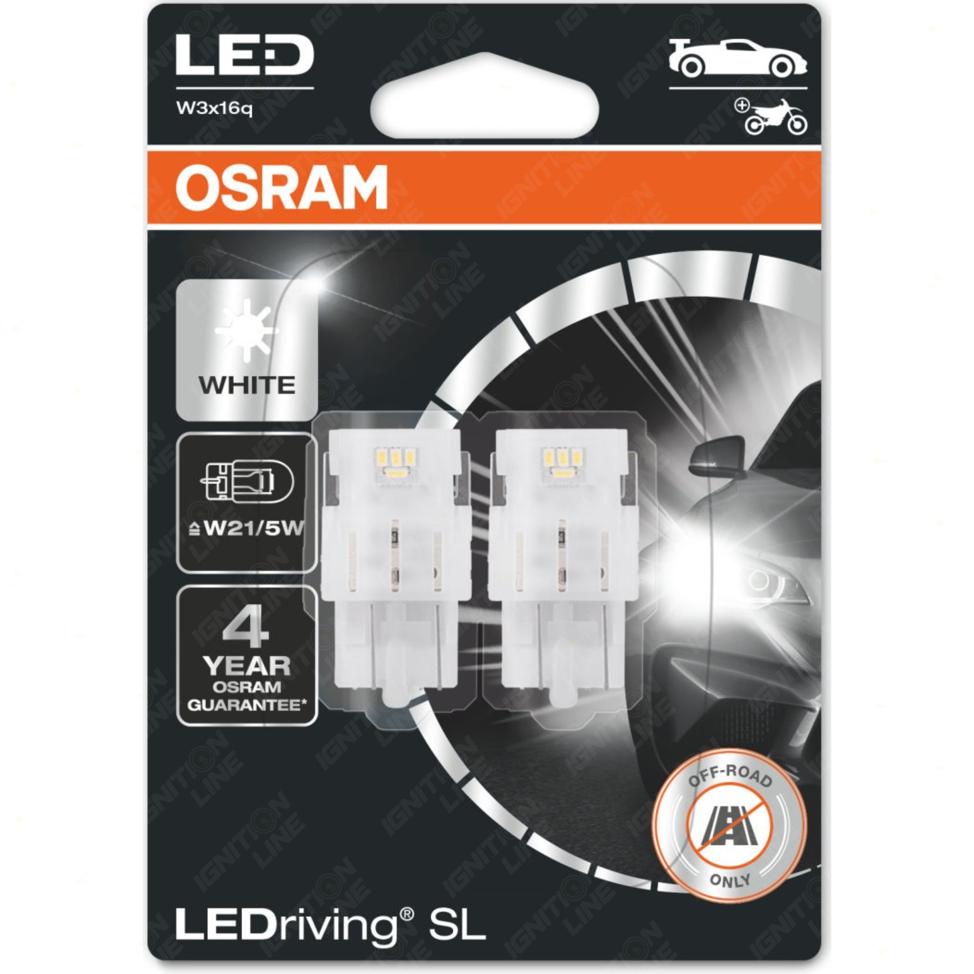 Osram Ledriving Standard Retrofit 380 P21/5W Red Bulbs (Twin Pack)