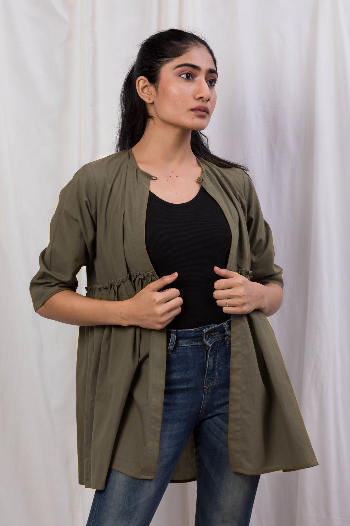 Ruth Mud Brown Short Flared Shrug – The August Co.