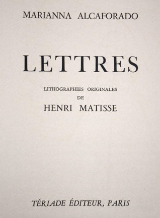 Henri Matisse Title page, Les Lettres Portugaises (Duthuit 15) 1946 ...