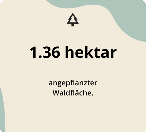 Eine Infografik, in der ersichtlich wird, wie VMAX mit dem Verkauf von E-Scootern zur Umwelt beigetragen hat: 1.36 Hektar an Waldfläche angepflanzt