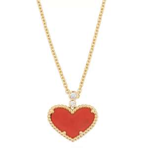 JMGNK0732 1970's 18k Gold and Heart Shape Coral Pendant