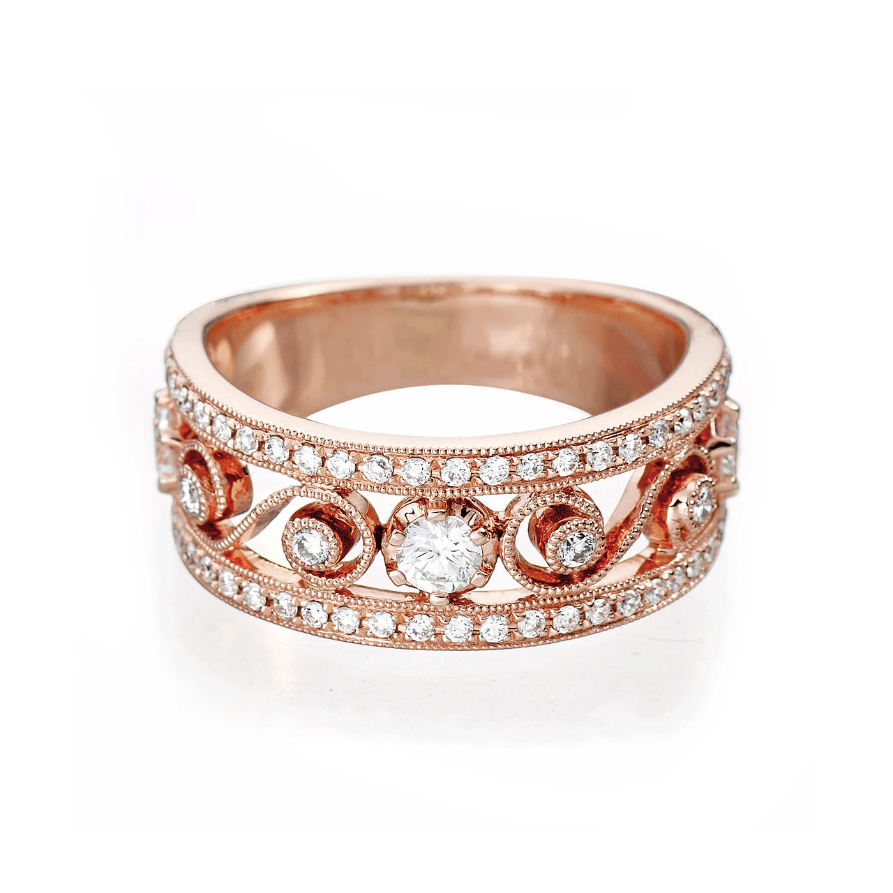 Heritage 18K Rose Gold and Diamond Wide Band
