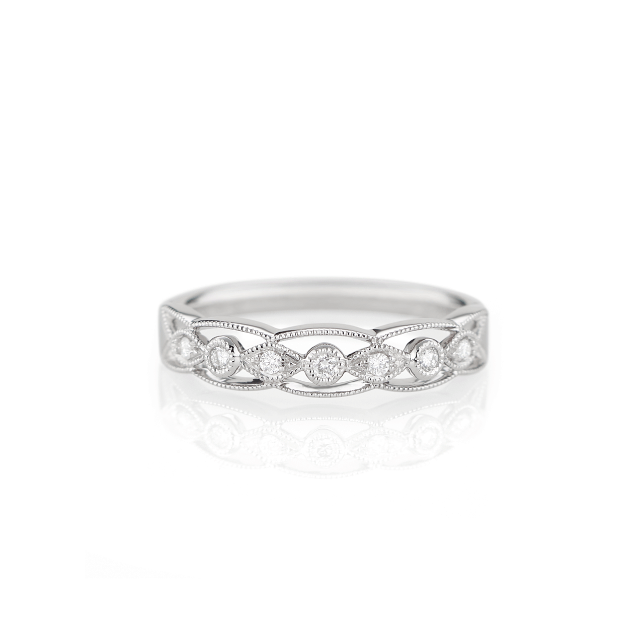 Heritage 18K White Gold and .08CT Diamond Band