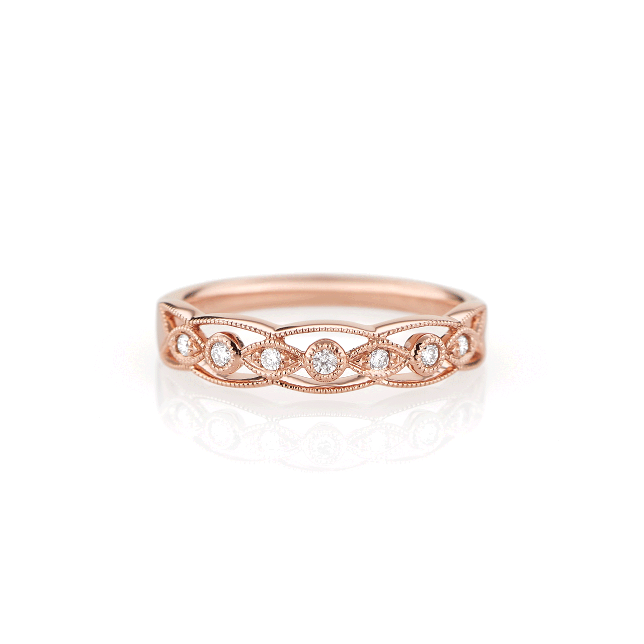 Heritage 18K Rose Gold and .08CT Diamond Band