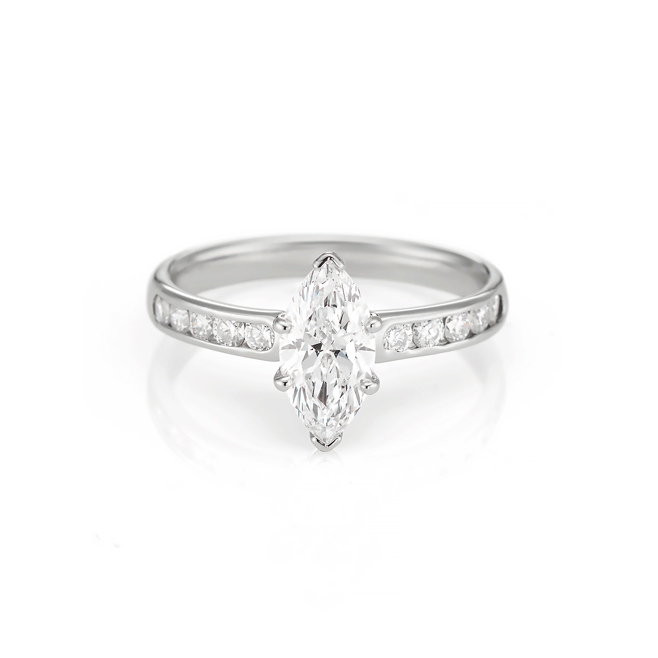 Platinum and Marquise Diamond Engagement Ring