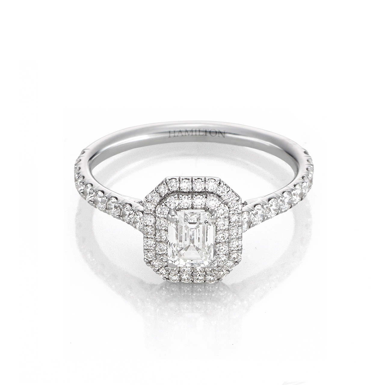 Lisette 18K Gold and Emerald Cut Diamond Engagement Ring